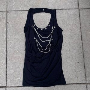 Black Chain Embellished Women's Top